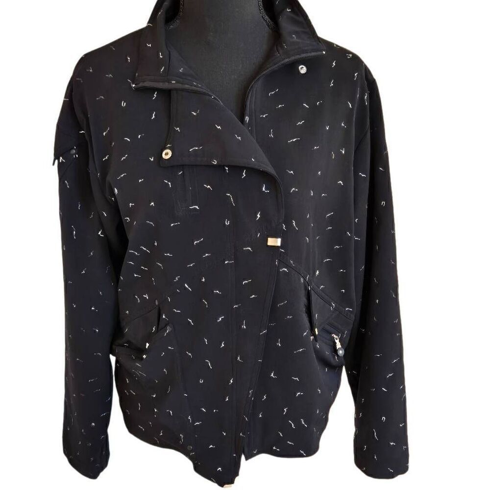 Jamie Sadock Women's Black Silver Zip Front Athletic Warm Up Golf Jacket Medium